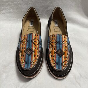MYRA Cruiser Loafers Womens 10 Aztec Western Slip On‎ Leather Boho Shoes